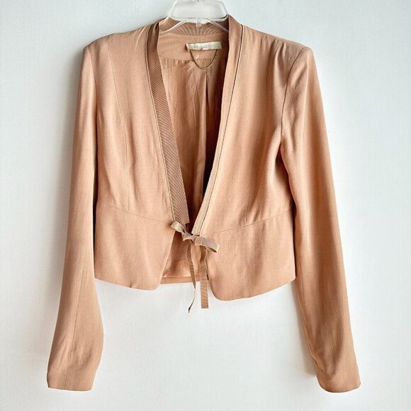 Vanessa Bruno Nude Beige Cropped Tie Closure Jacket S - Picture 2 of 8